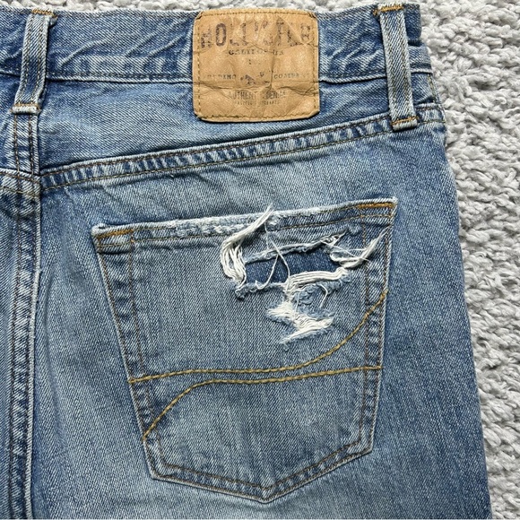 Hollister Jeans Mens 34 x 34 Skinny Button Fly Thrashed Distressed Torn Holes - Picture 3 of 4